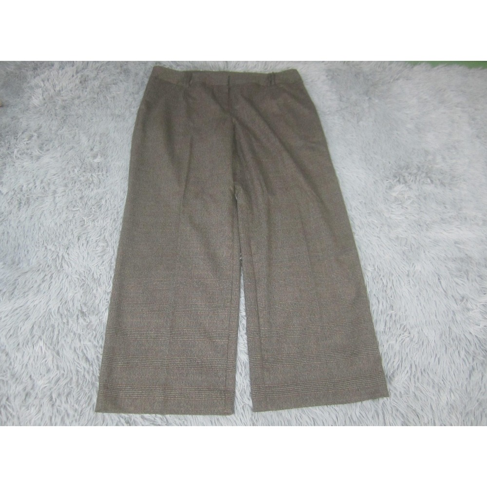 Cato Pants Womens 16WP Brown Plaid Wide Leg Stretch Dress Work Trousers‎